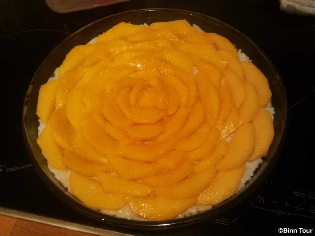 Homemade mango sticky rice tart